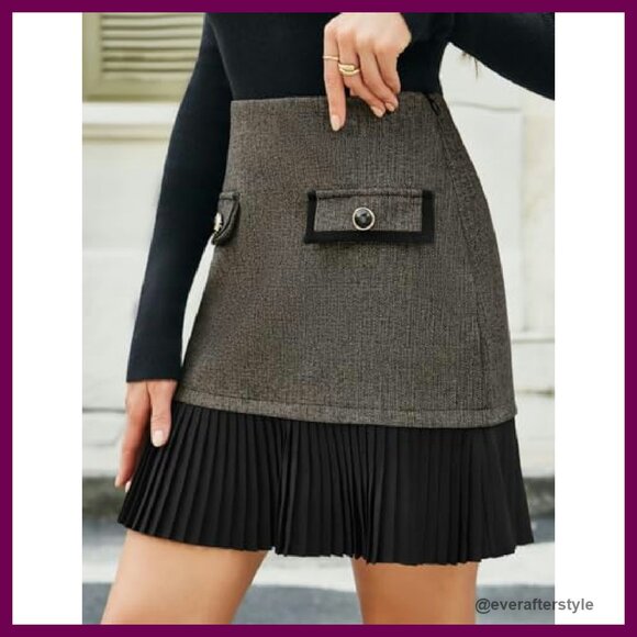 Pleated A-Line Mini Skirt High Waist Casual Chic Y2K Retro Elegant Party Wear - Picture 4 of 8